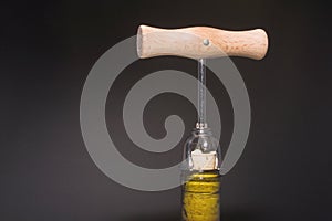 Corkscrew in Bottle of Wine