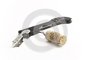 Corkscrew with cork photo