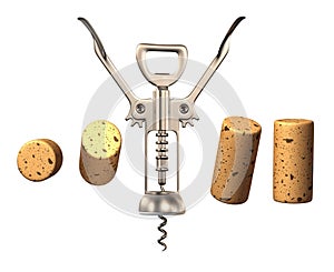 Corkscrew with corks