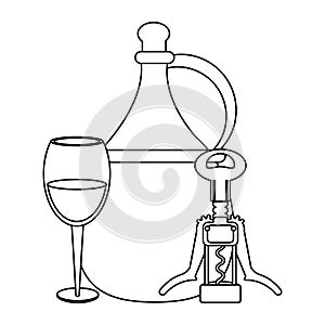 Corkscrew and jug of wine design