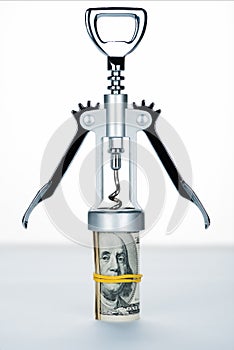 Corkscrew with money roll
