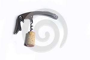 Corkscrew isolated on white background.