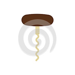 Corkscrew Opener flat style on white background. Vector illustration.