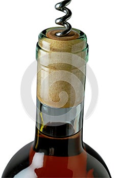 Corkscrew opening bottle