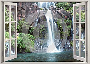 Cormoran waterfall, Reunion island photo