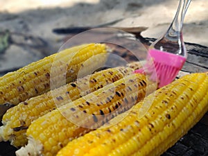 Corn bbq at the beach