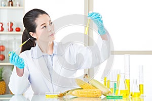 Corn biology research from asian female scientist