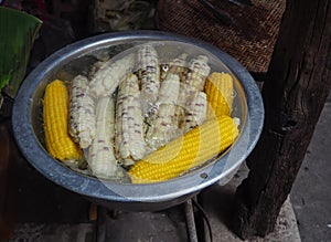 Corn boil in enamelware