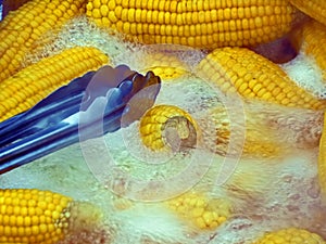 Corn boiled in a large pot 1