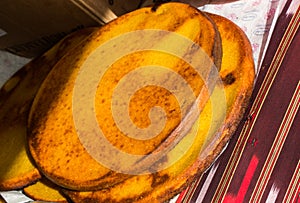 Corn bread freshly made of corn flour