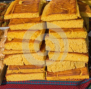 Corn bread freshly made of corn flour