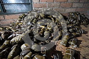 Corn bread wrapped in leaf