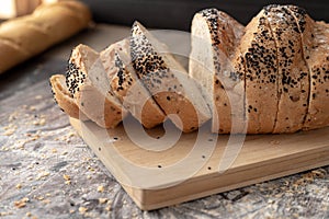 corn breads sliced on the wooden table