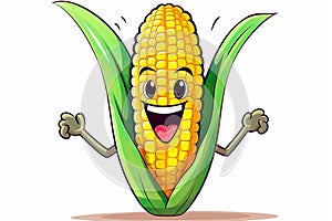 Corn cartoon vector. Cute vegetable vector character isolated background.