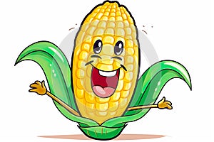 Corn cartoon vector. Cute vegetable vector character isolated background.