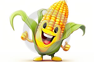 Corn cartoon vector. Cute vegetable vector character isolated background.