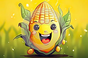 Corn cartoon vector. Cute vegetable vector character isolated background.