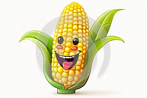Corn cartoon vector. Cute vegetable vector character isolated background.