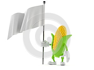 Corn character holding blank flag