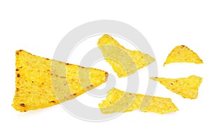 corn chips nachos isolated on white background