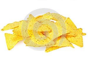 Corn chips nachos isolated on white background