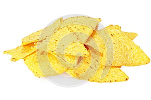 corn chips nachos isolated on white background