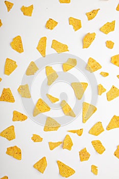 corn chips nachos isolated on white background