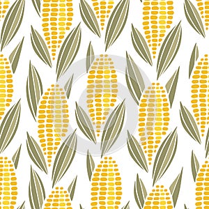 Corn cob maize seamless pattern