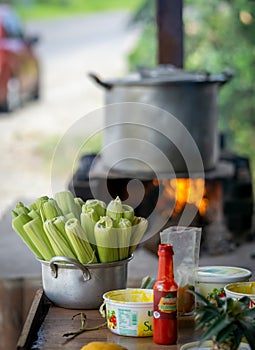 Corn cob sold by street vendor photo