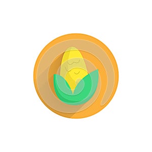 corn flat icon with long shadow. corn flat icon