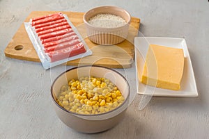 Corn and Crab Stick Salad Ingredients
