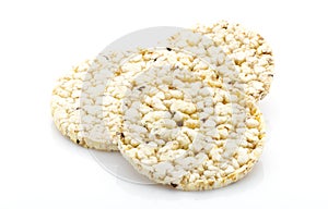 Corn crackers on the isolated white background.