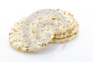 Corn crackers on the isolated white background.