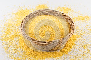 Corn Cuscus. Brazilian Corn Flour into a bowl