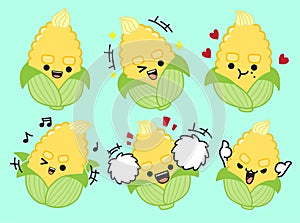 Corn cute character design.Vector illustation
