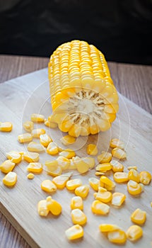Corn on cutting board