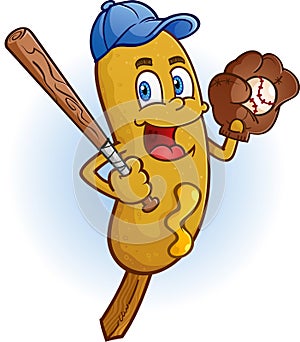 Corn Dog Baseball Cartoon Character photo