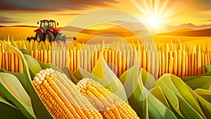 Corn field illustration for your design work.Generative AI