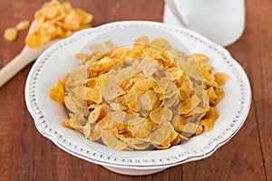 Corn flake in white dish