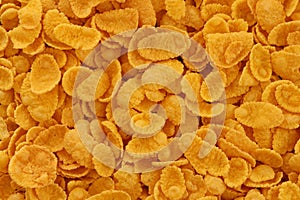 Corn flakes background and texture. Top view cornflake cereal box for breakfast
