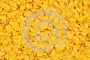 Corn-flakes background and texture. Top view. cornflake cereal b