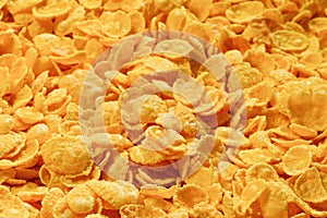 Corn-flakes background and texture. Top view. cornflake cereal box for morning breakfast