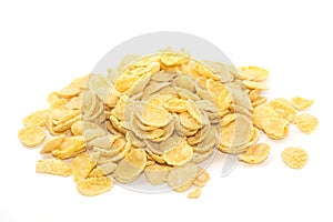 Corn flakes background on white