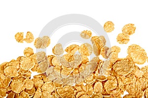 Corn flakes background on white