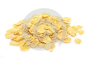 Corn flakes background on white