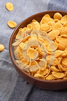 Corn flakes for breakfast close-up