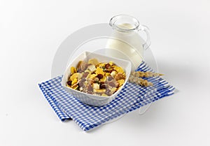 Corn flakes and cereals with milk