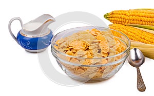 Corn flakes on a white background