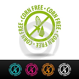 Corn free badge, logo, icon. Flat illustration on white background. Can be used business company.