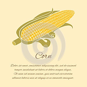 Corn greeting card on the bright background